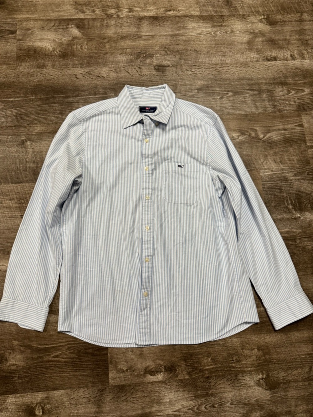 Vineyard Vines Blue & White Striped Button Front Shirt Size Medium